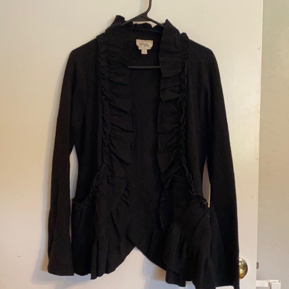 100% wool black sweater/cardigan